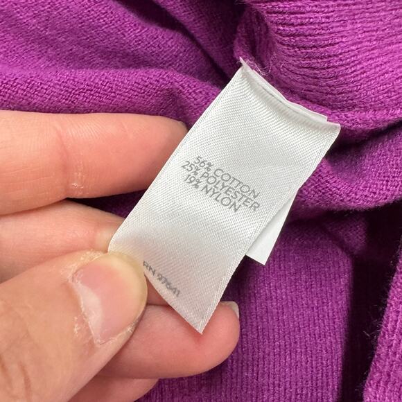 J.Jill Sweater Womens X Small Petite Purple Crew Neck Tunic‎ Top Side Slit - Picture 4 of 7